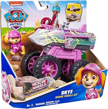 PAW PATROL Rescue Wheels - Skye'nin jet moduna dönüşen uçan canavar kamyonu ve Skye köpek figürü, 3 yaş ve üzeri çocuklar için oyuncak