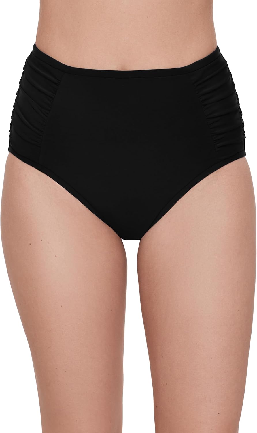 Aqua Green Women's Full Coverage High Waist Side Shirred Swim Brief