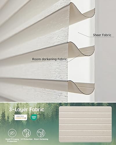 Miniatura 4 de Yoolax Persianas motorizadas con control remoto, cortinas transparentes filtrantes de luz para ventanas interiores, persianas opacas inteligentes