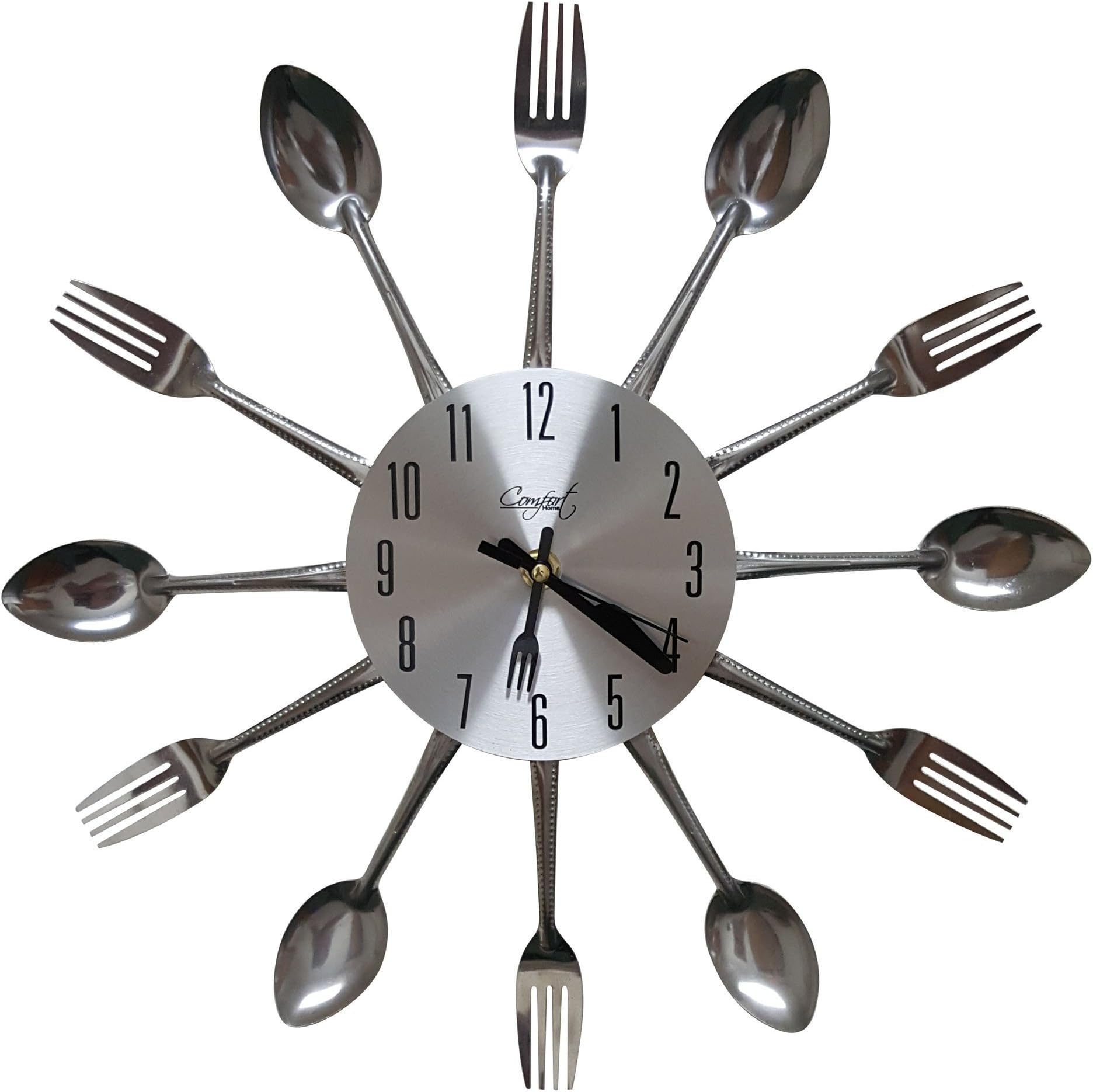 Cutlery Kitchen Spoon & Fork Decorative Wall Clock, Sliver