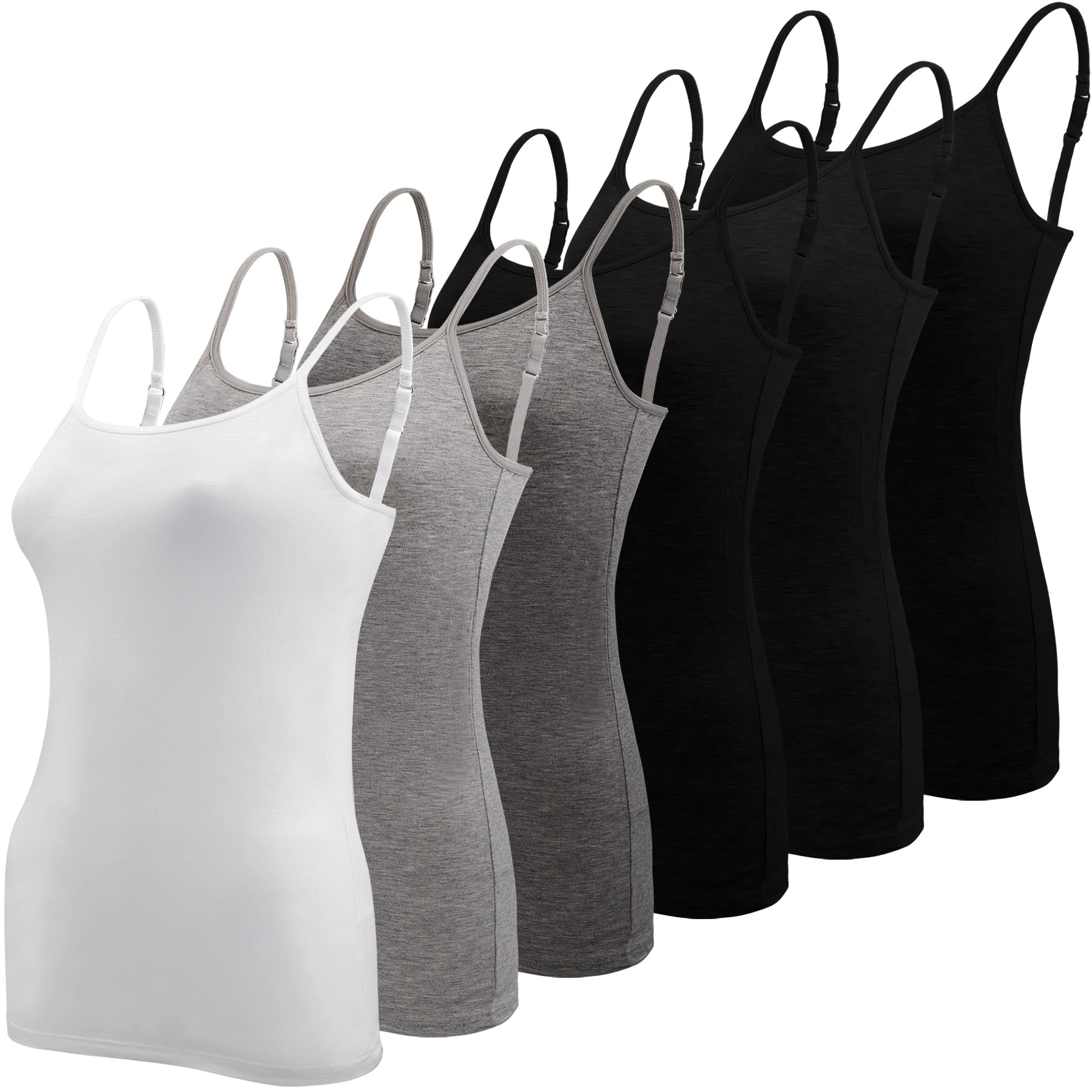 BQTQ6 Pcs Women's Camisole Tops Undershirts Adjustable Spaghetti Strap Tank Top
