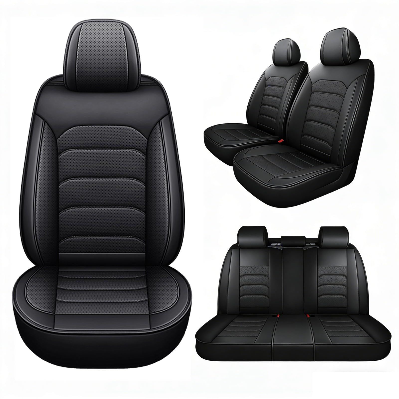 Coprisedili Auto Universale per Peugeot 3008 GT Hybrid 2020-2025 2026 con Airbag Copri Sedile per Auto Traspirante Impermeabile Pelle PU Anteriore Posteriore 5 Posti Set Completo di Coprisedili,H