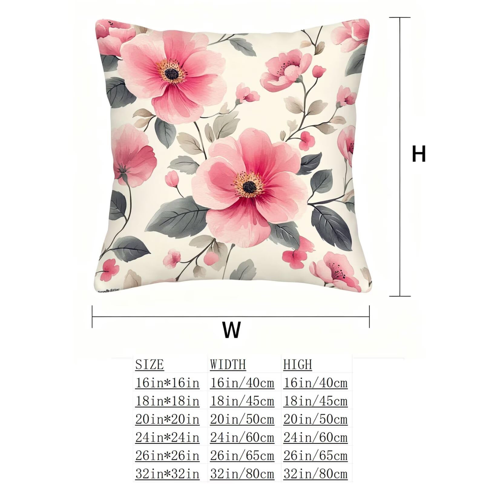 Rose Housse Coussin 60x60 Fleur Taie Oreiller 60x60 Lot de 4 Super Doux Protege Oreiller 60 x 60 Decoration Automne Taie D'oreiller Carrées Coussin Canape, pour Maison Chambre Canapé Chaise E - 269