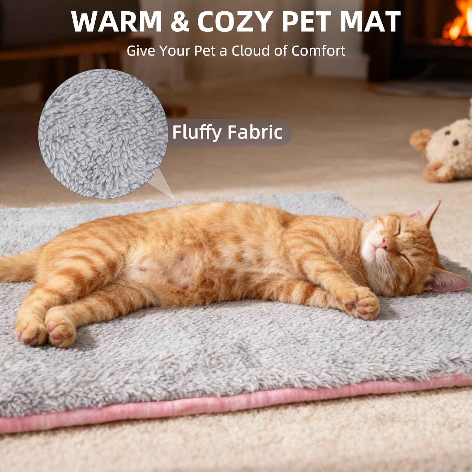 PUPTECK Reversible Cat Dog Bed Indoor Outdoor for Small Pets, Soft Warm Cat Bed Mat Washable Crate Pad Plush Blanket Cushion for Kennel Cage, Pink, 24"x18"