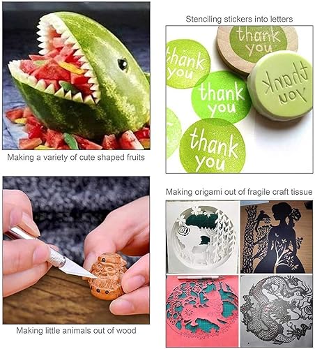 Miniatura 6 de DIYSELF Paquete de 23 cuchillos de precisión para manualidades, 1 cuchillo exacto con 20 cuchillas de repuesto para arte, álbumes de recortes,