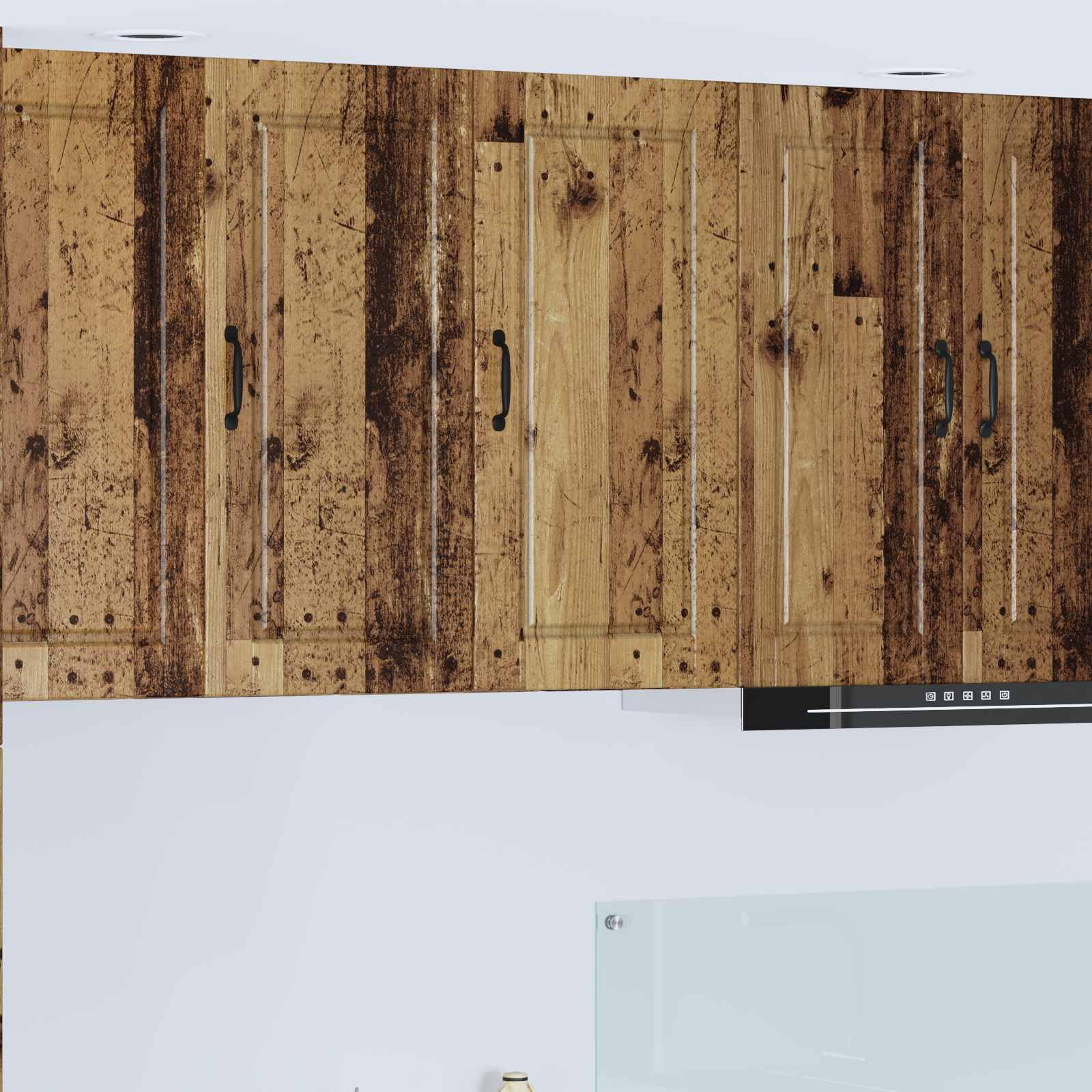 Küchenschrank mit Regal Altholz 40 x 31 x 80 cm Holzwerkstoff Vorratsschrank Küchenaufbewahrung mit vielen Fächern für Geschirr und Kochutensilien