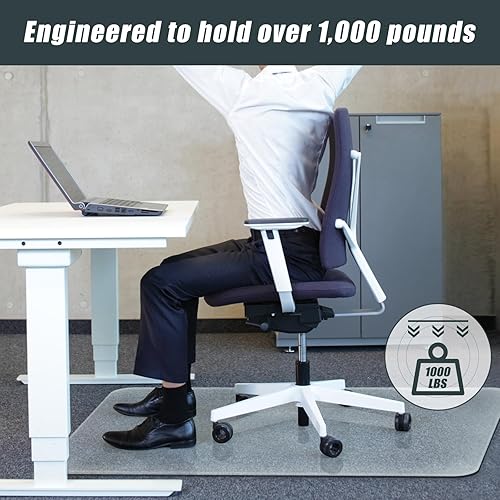 Miniatura 4 de SHAREWIN Tapete para silla de oficina para alfombra o suelo de madera dura, tapete de vidrio templado para silla de escritorio para oficina y hogar,