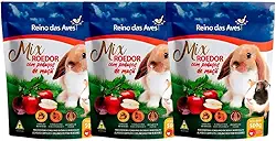 Kit Com 3 Ração Porquinho Da Índia e Mini Coelho 500g - Reino das Aves