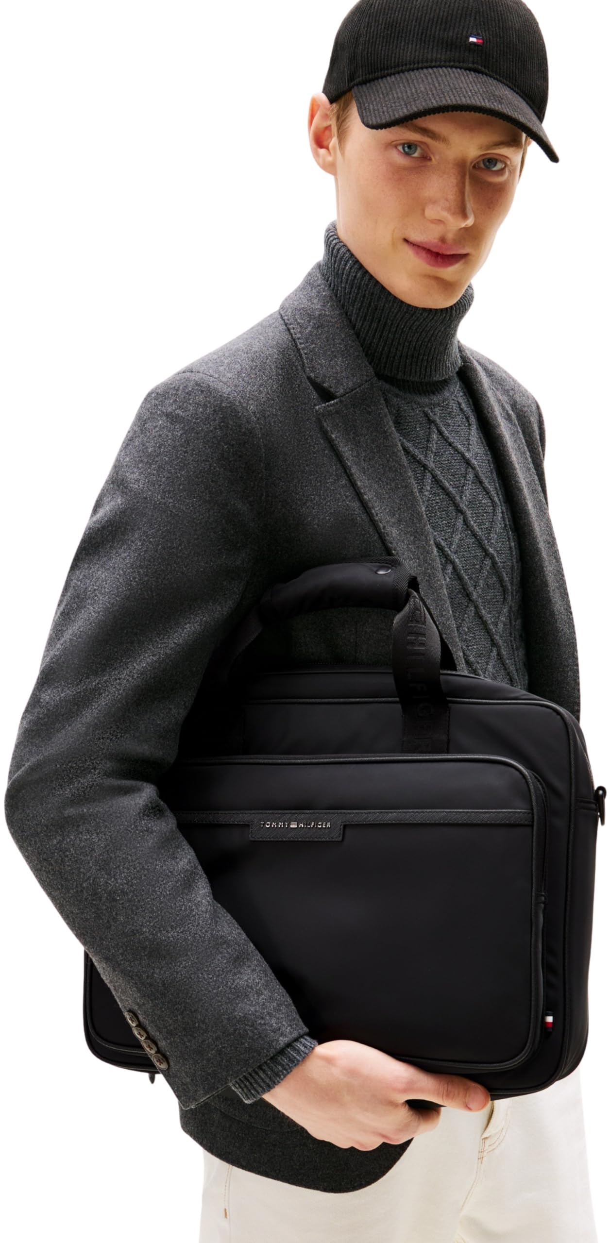 Tommy Hilfiger Herren Laptoptasche Repreve mit Trolley-Riemen, Schwarz (Black), Einheitsgröße