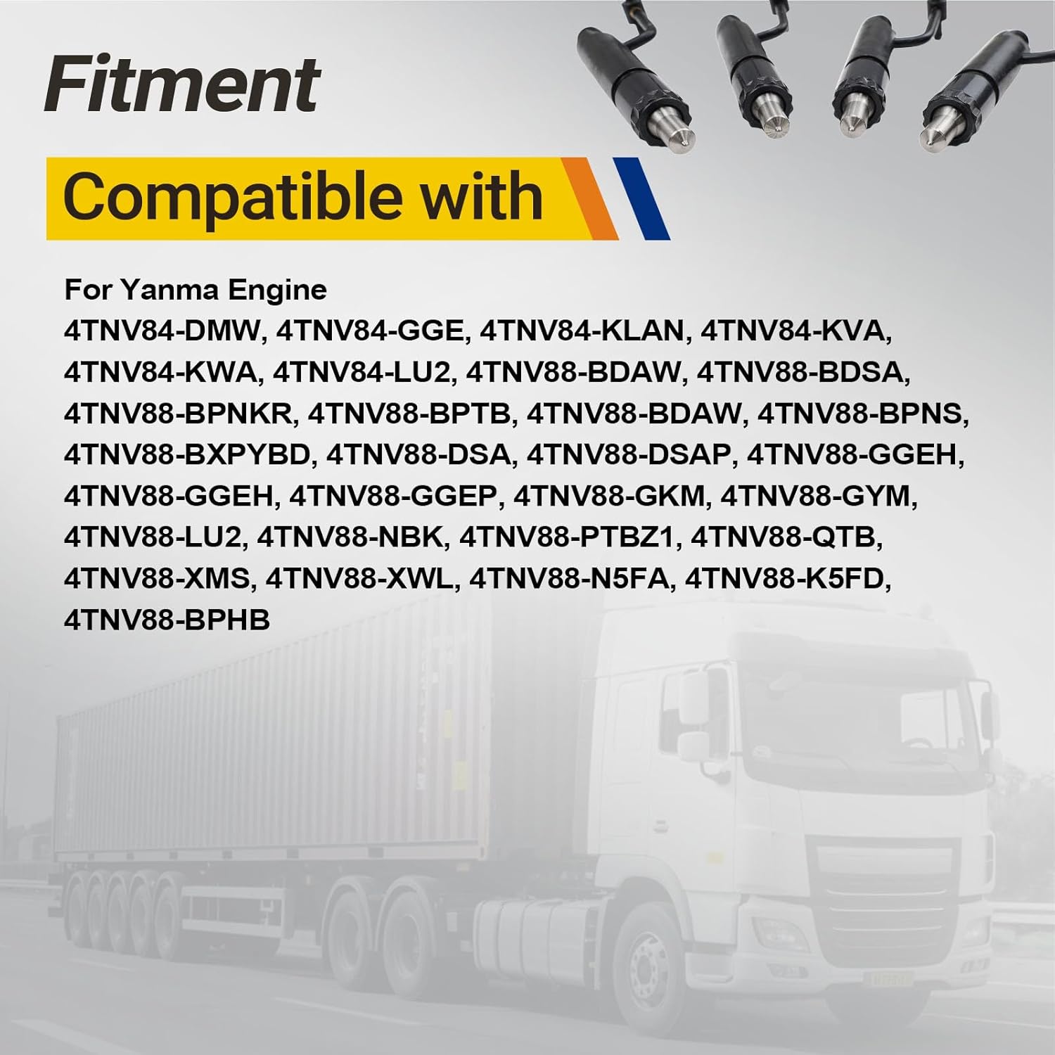 4pcs 729004-53101 YM729004-53101 Fuel Injectors set for Yanmar 3TNV84 3TNV88 4TNV88 4TNV84 4D88E 3JH3CW 4 CYL TK486V Series Engine