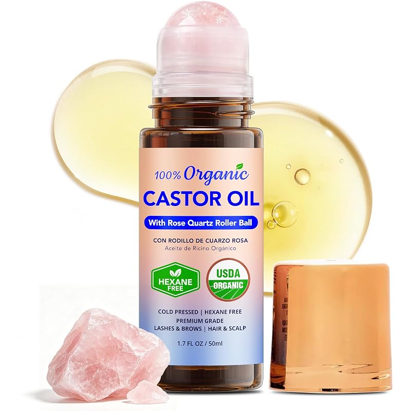 Acolye Óleo de Rícino com Aplicador de Quartzo Rosa, Prensado a Frio, 50 mL