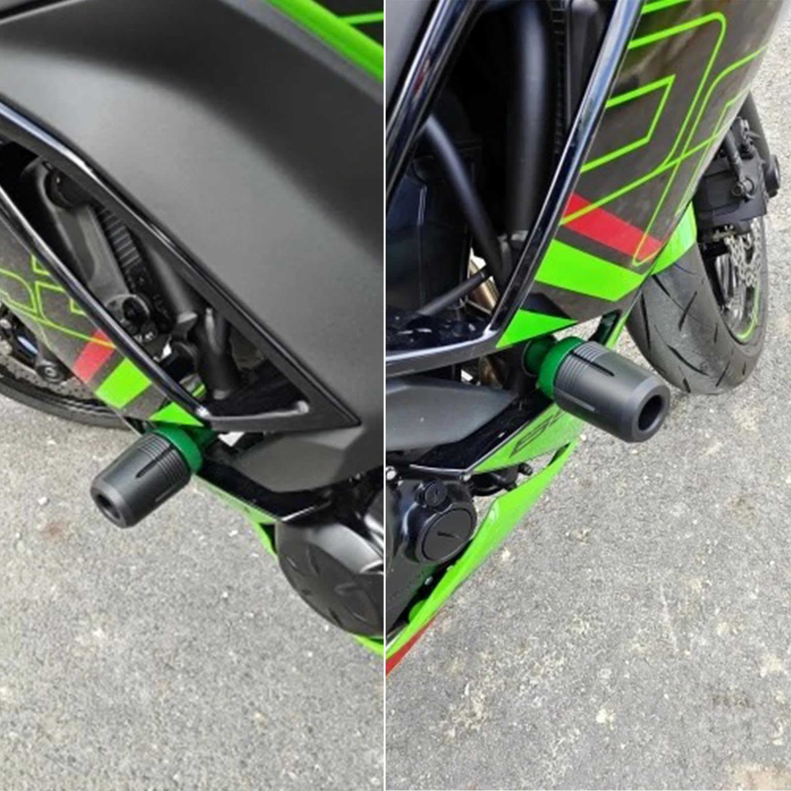 Motorrad Sturzschutz Sturzpads für Kawasaki NINJA 650 NINJA650 Z650 2017-2023 2024 Zubehör Rahmen Schieber Crashpads Protektoren (grün)