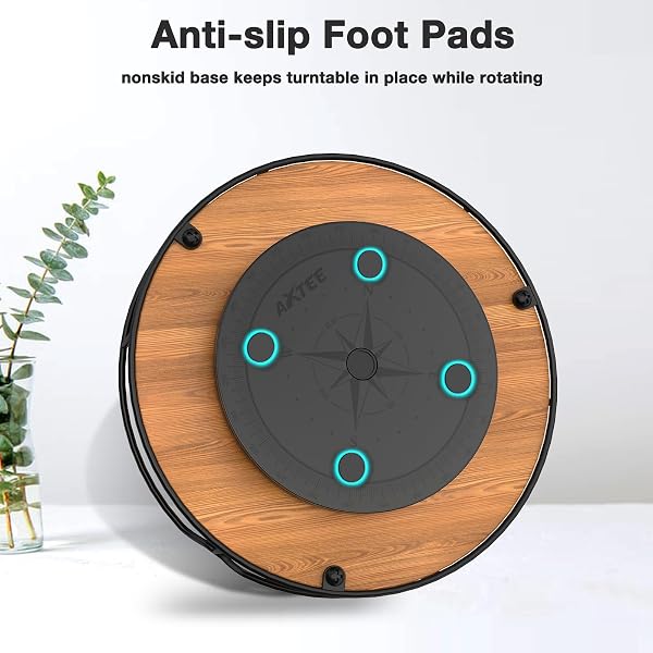 Lazy Susan Turntable Organizer for Cabinet Pantry Kitchen Countertop Refrigerator Cupboard, Pine Wood, 9", Carbonized Black - 5