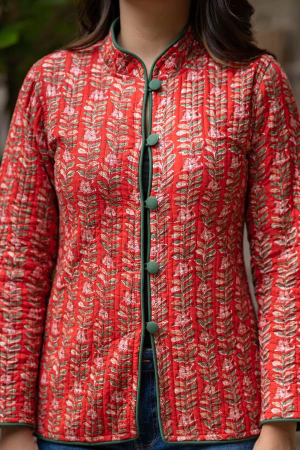 Image of Jackets for women | Cotton Quilted Reversible Short Jacket | Double Sided Warm Outerwear Coat for women |Jacket for women winter wear