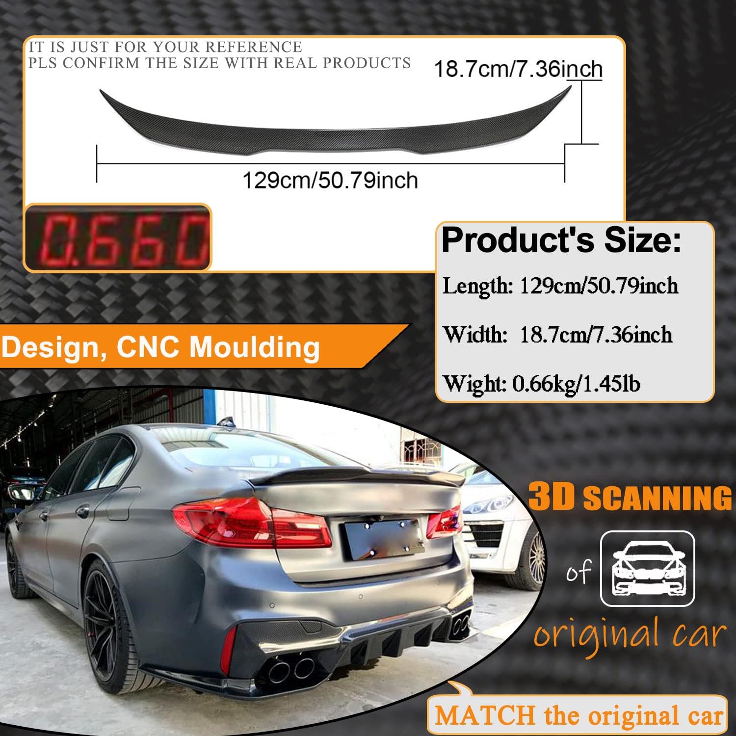 MCARCAR KIT Real Carbon Fiber Trunk Spoiler for BMW 5 Series G30 and F90 M5 2017-2023 Rear Boot Highkick Wing Lip 520i 530i 540i Facotry Outlet