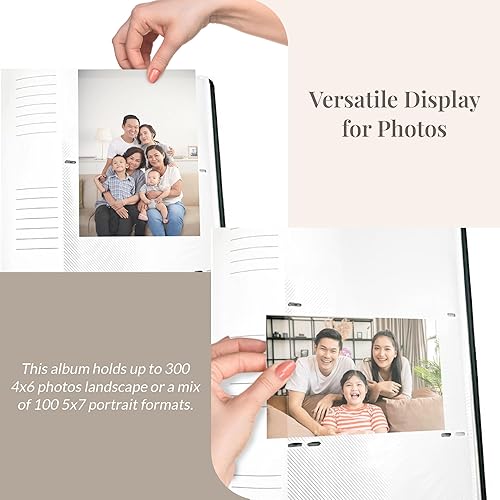 Miniatura 4 de Old Town Álbum de fotos de cuero regenerado, paquete de 2 (3 en adelante, azul marino)