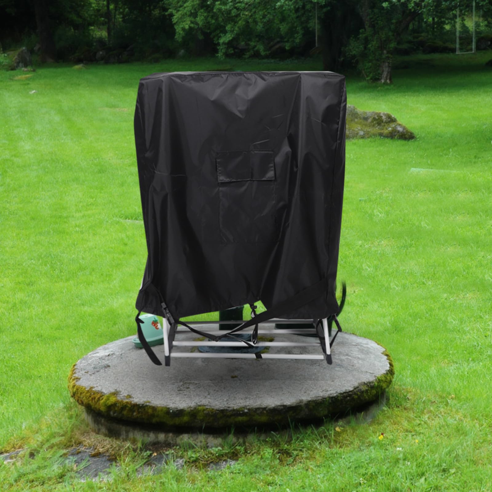 Funda para carrete de manguera, protector de manguera de jardín con bolsillo, 80 cm de largo x 25 cm de ancho x 89 cm de alto, almacenamiento seguro para patio, fiestas o uso estacional.