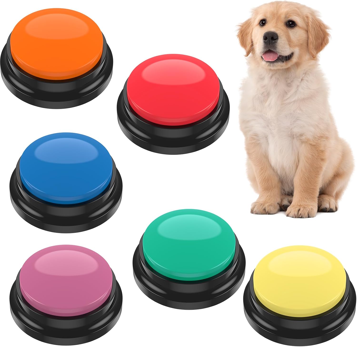 6Pcs Dog Talking Button with Buzzer, Dog Training Button, Recordable