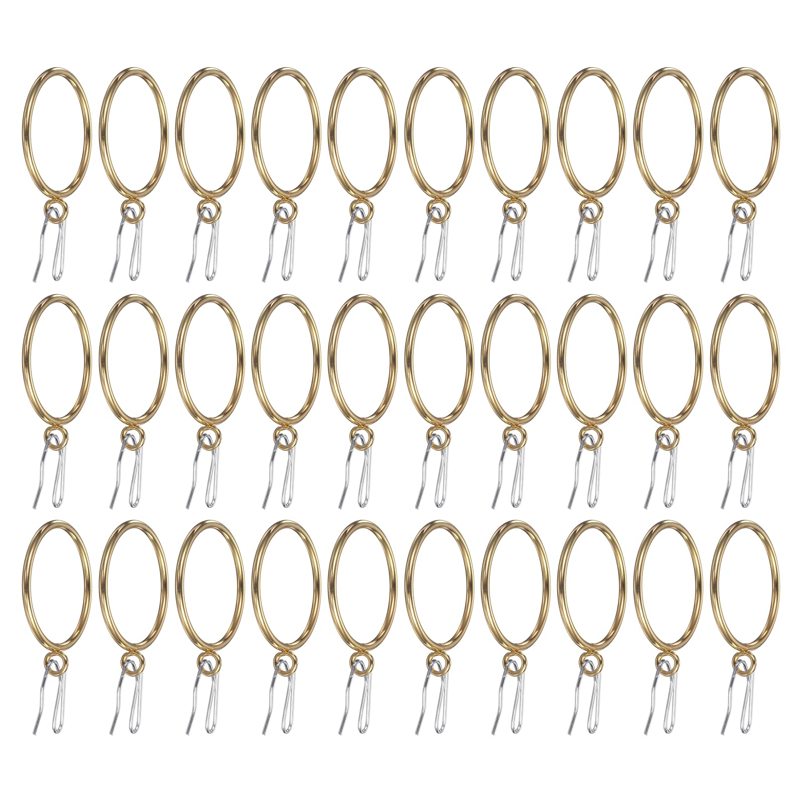 uxcell 30 anelli per tende con occhiello in metallo, diametro interno 5,1 cm | Anelli per tende in metallo antiruggine color oro, per tende da appendere, vestiti, cappelli, asciugamani