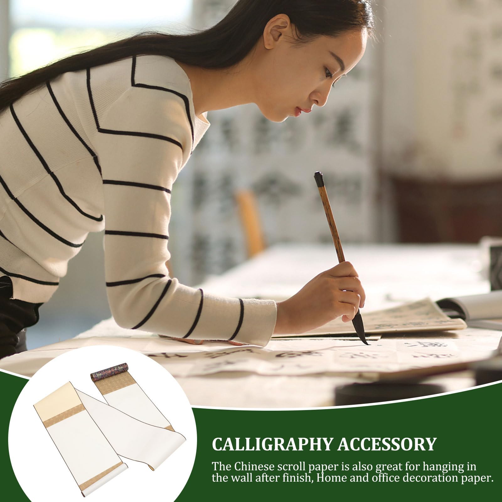 GALPADA Papel en Blanco para Caligrafía y Pintura, Rollo Multifunción para Manualidades y Decorar en Oficina y Hogar