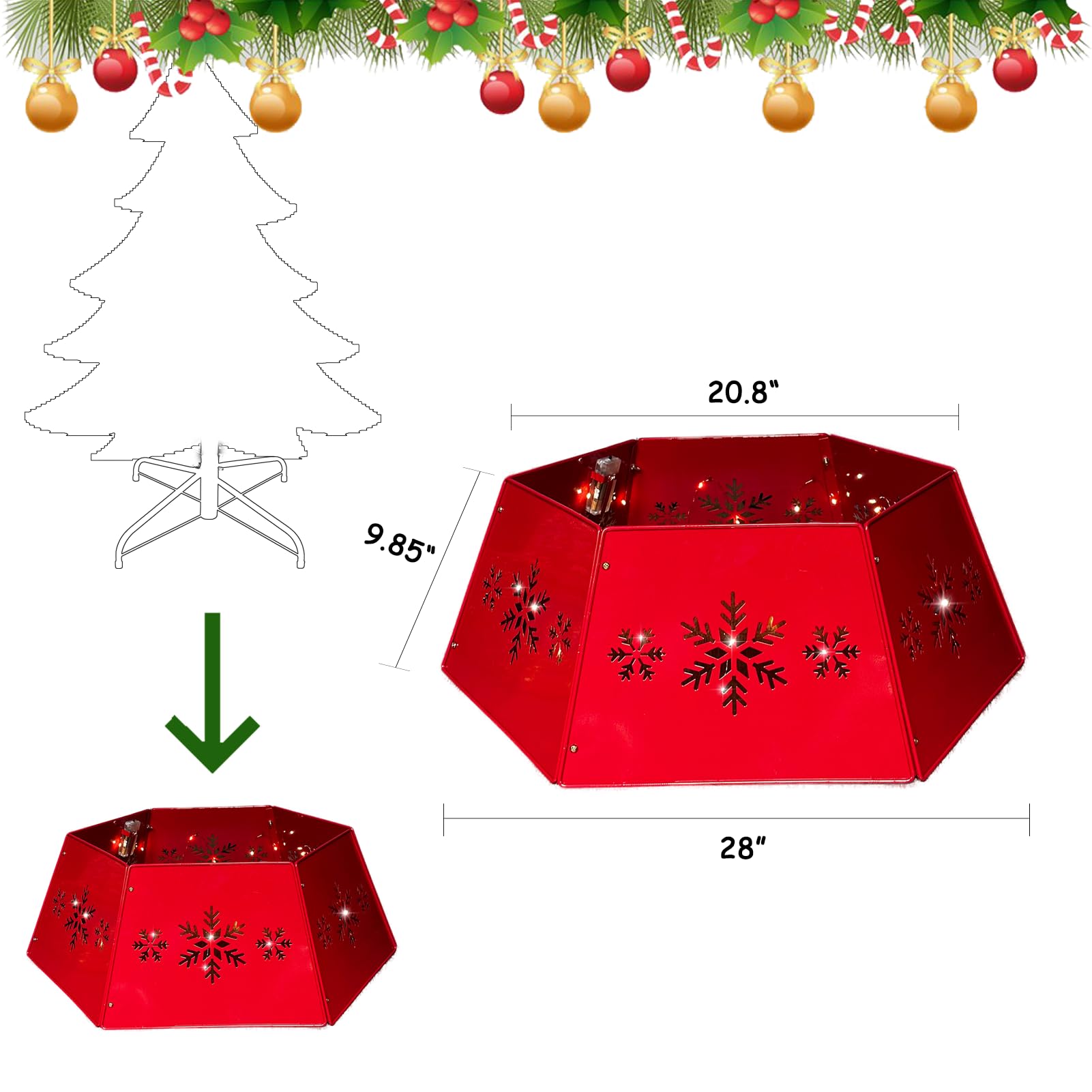 Collari per albero di Natale in metallo per alberi artificiali