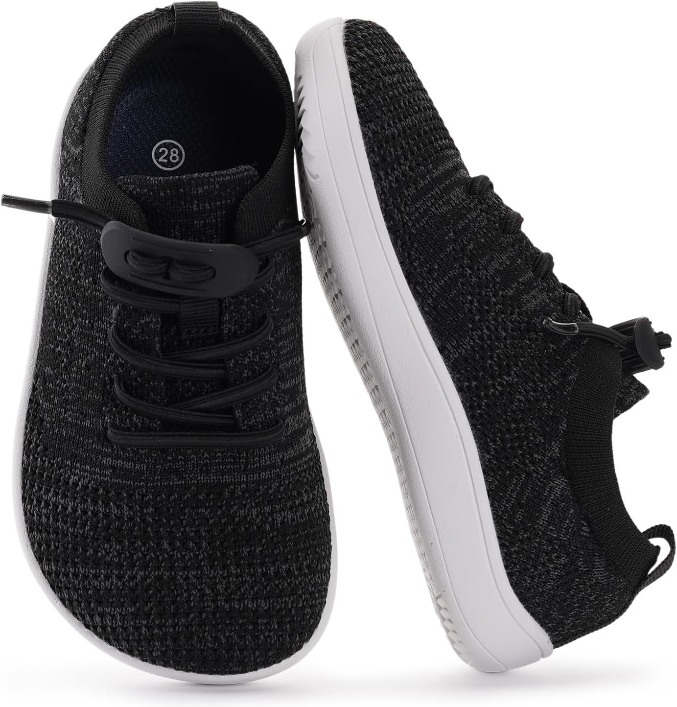 WHITIN Toddler/Little Kid Wide Barefoot Shoes | Slip on Zero Drop Minimalist Sneakers for Boys Girls | Adjustable No-Tie Lacing Design 9 Wide Toddler W8k12 | Grey Black image 6 of 6 B0FGJ2J292