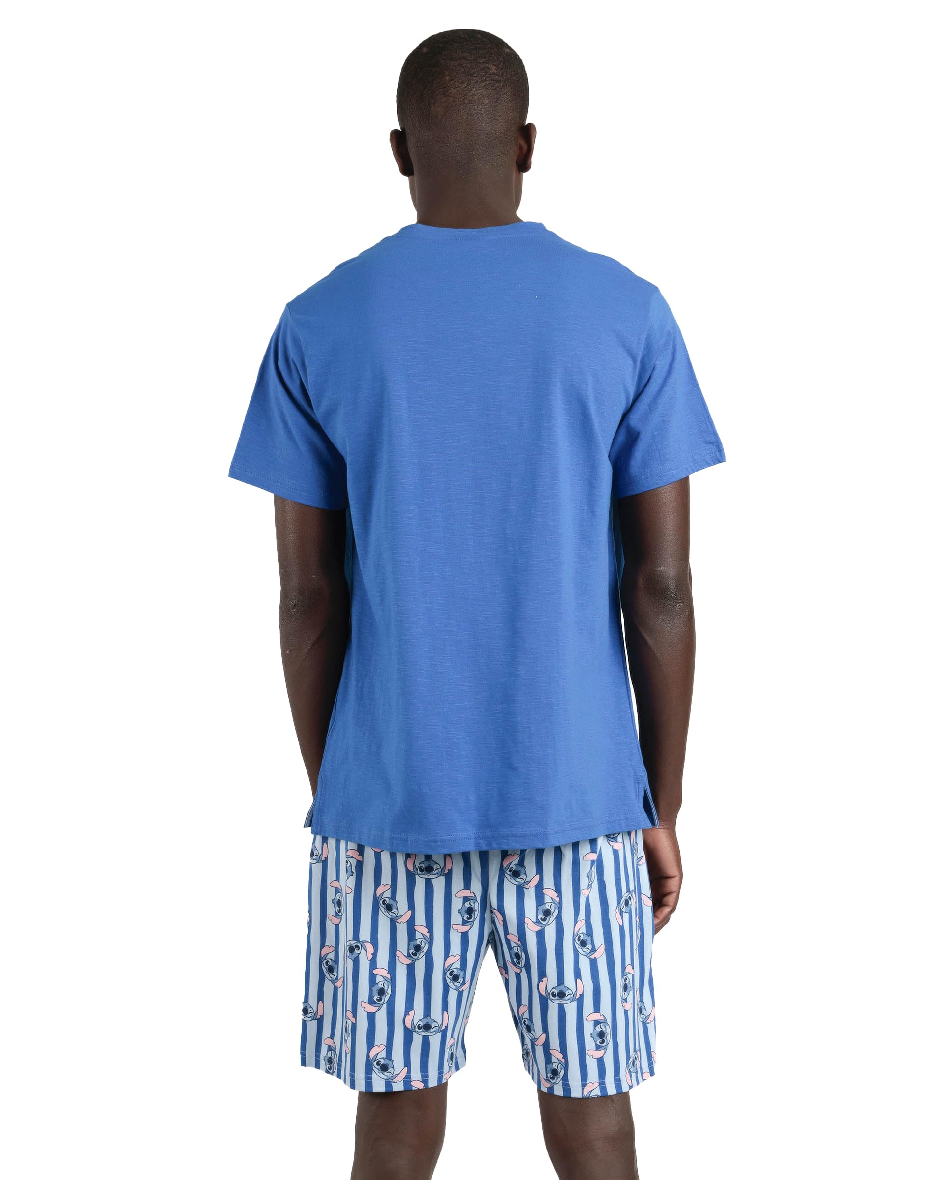 Disney Pijama Hombre Verano 100% algodón - Pijama Manga Corta Stitch Waves para Hombre – pantalón Corto con Cinturilla Ajustable Estampado – Tejido Suave al Tacto, Azul Talla XXL