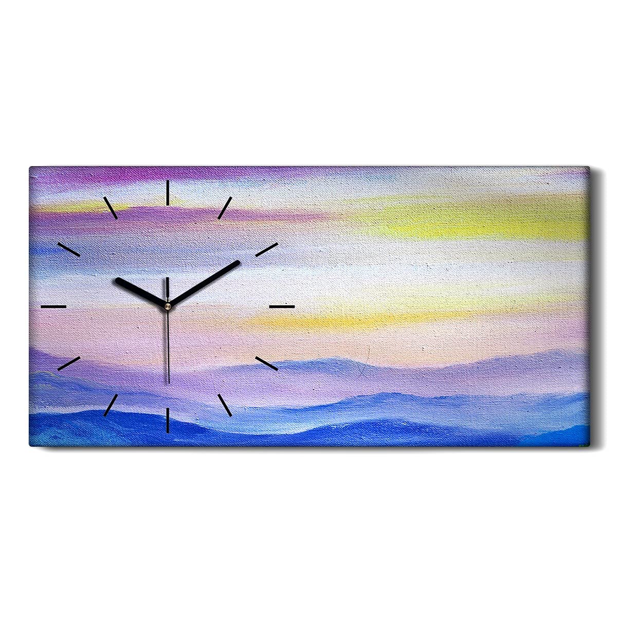 Horloge sur toile 60x30cm ne pas tic tac en silence motif abstrait mer nuages
