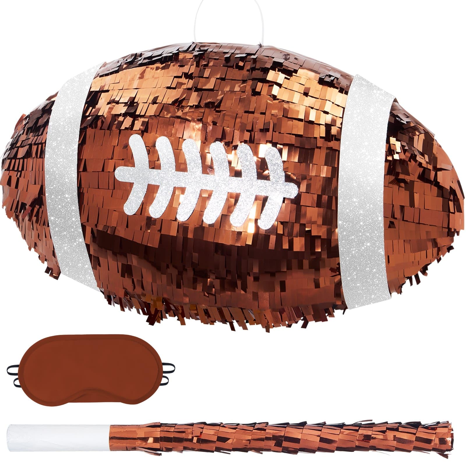 WERNNSAI Football Pinata - Football Birthday Decoration Sports Pinata with Blindfold and Stick for Sports Player Party Decoration Men Boys Birthday Anniversary Competition Celebration Supplies — image 1