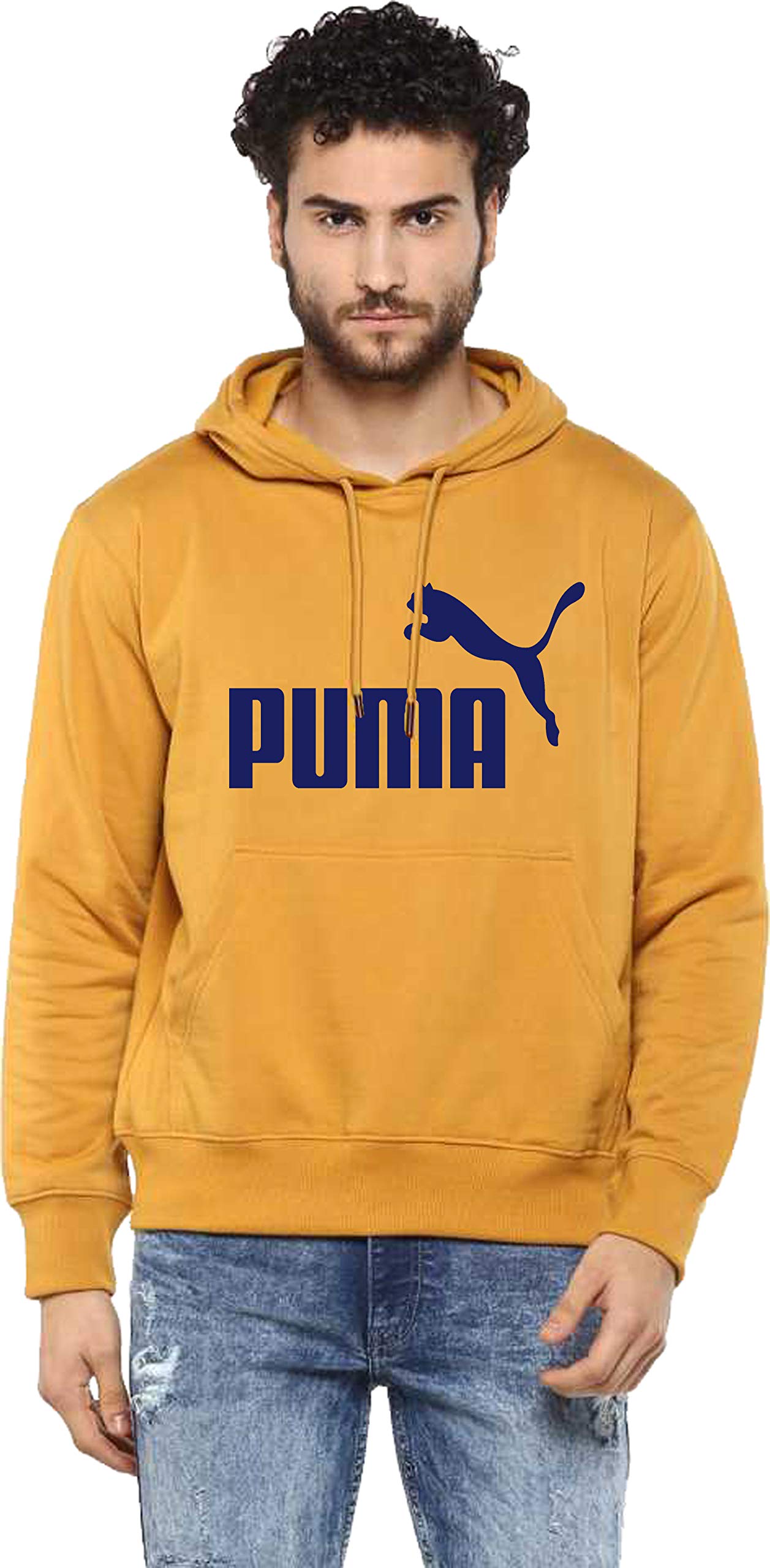 Hoodie Sweatshirt Regular fit Premium Cotton Pullover Bollywood Collection (L, Yellow)
