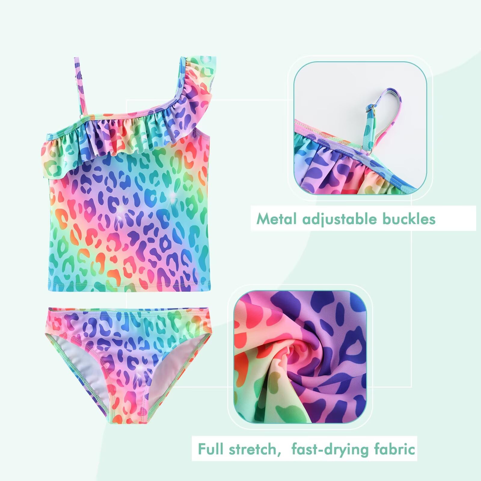 Moon Tree Mädchen Geteilter Tankini Badeanzug Rüschen Hawaiian Badeanzug Strand 2-14 Jahre