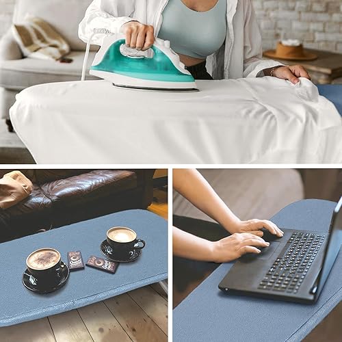 Miniatura 7 de Tabla de planchar de mesa, pequeña tabla de planchar plegable portátil con pies antideslizantes, mesa de planchar compacta de viaje para dormitorio