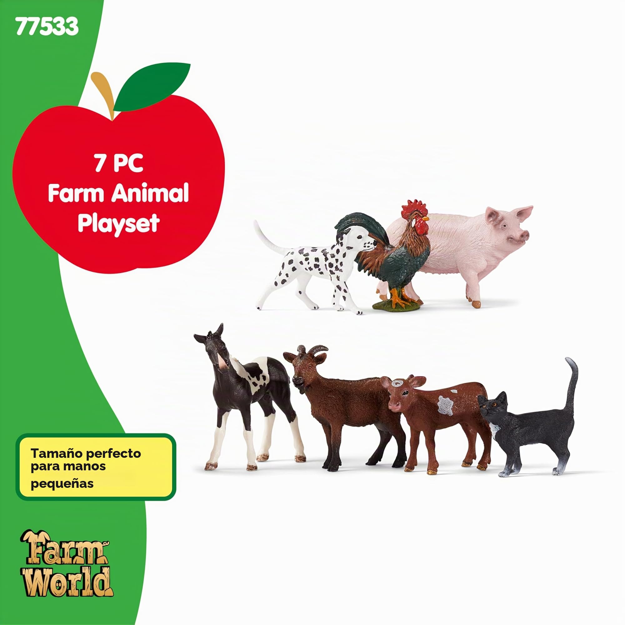 Schleich Farm World | Set de Animales de Granja 77533 con Perro, Gato, Cerdo, Cabra, Vaca, Caballo y Gallo | Set de Juego detallado de 7 Piezas | Juguete de Granja a Partir de 3 años | Solo en Amazon