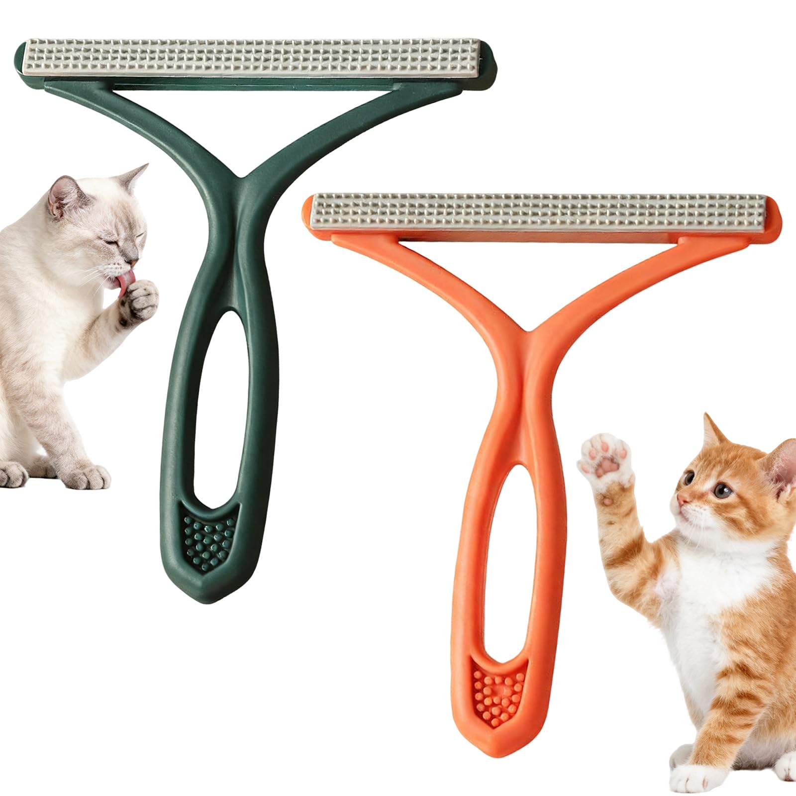 2pcs Pet Hair Remover for Carpet Sofa Car Furniture Stairs Pet Bed Rugs | Carpet Scraper Tool | Reusable Lint Remover | Portable Carpet Brush | Easy to Clean Cat Dog Hair Fur (Orange + Green)