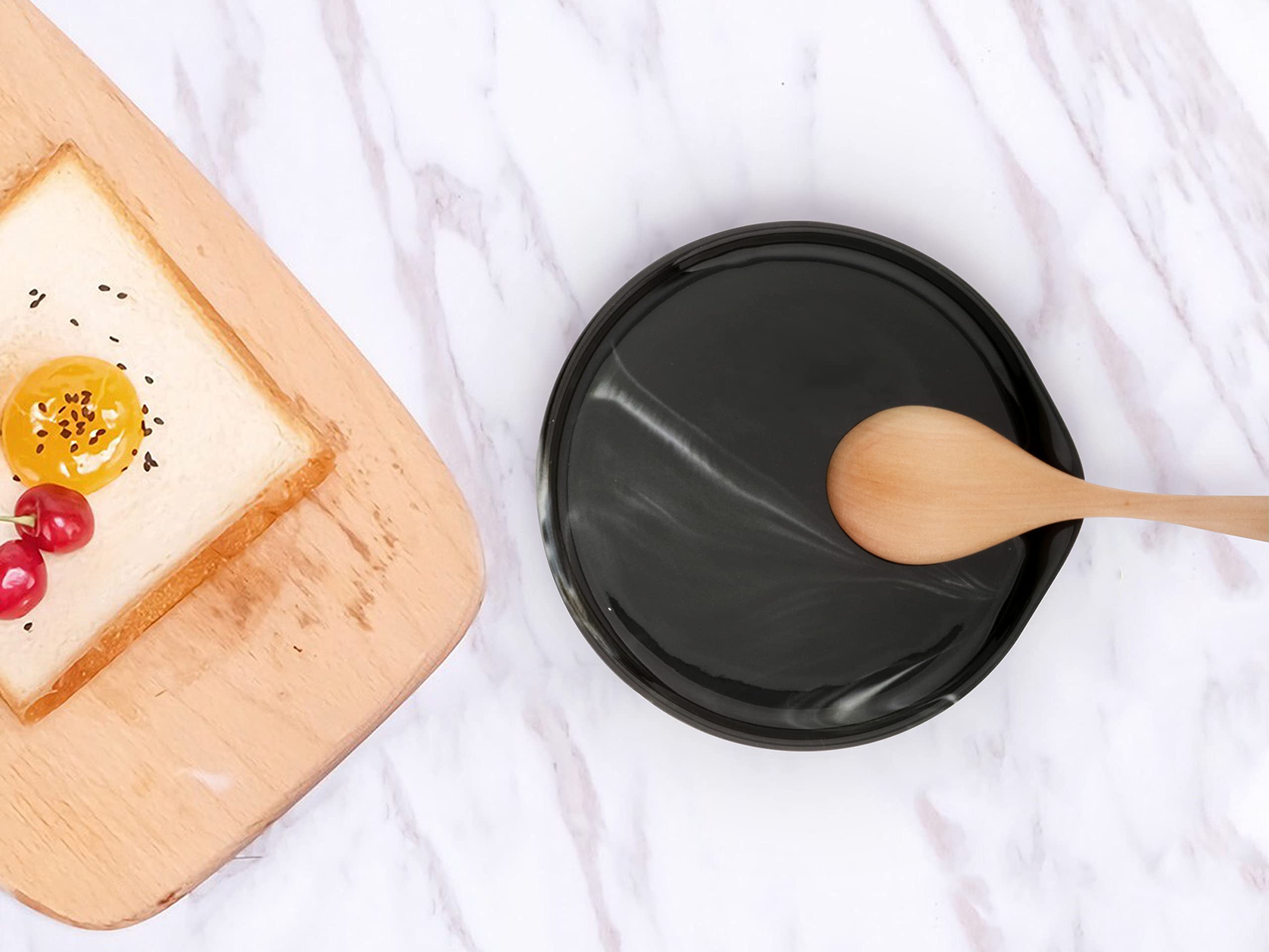 Podpórka na łyżki, ceramiczna podpórka na łyżkę do blatu kuchennego nadaje się do mycia w zmywarce, marmurowy dekoracyjny uchwyt na łyżkę do kuchni, 14 cm