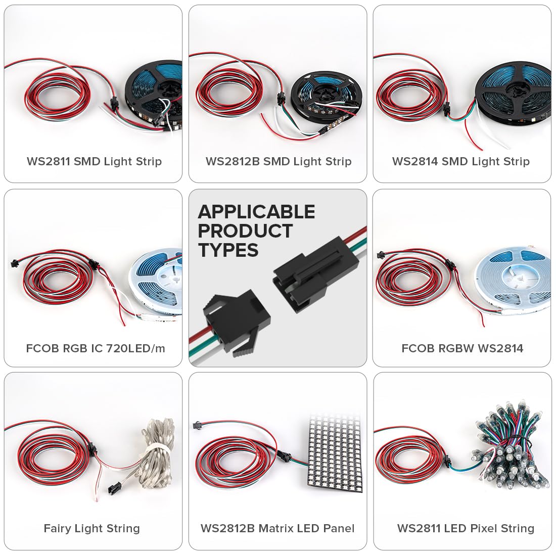 BTF-LIGHTING 3 Pin 20AWG JST SM LED Connettore 5pcs Maschio Femmina Cavo 2m per WS2812B WS2811 Striscia LED