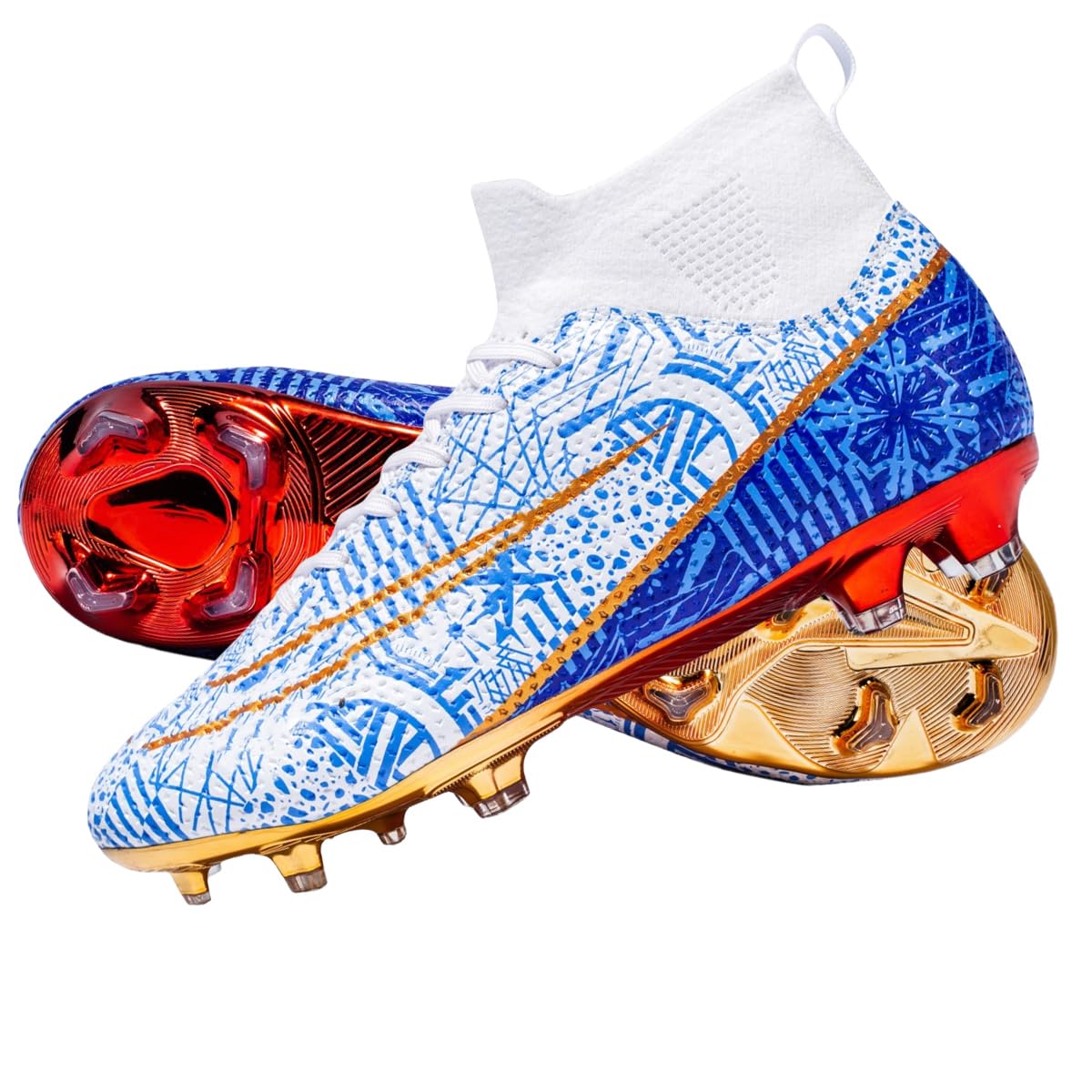 HESBITEUL Soccer Cleats Outdoor for Boys Training: High Top Football Cleats for Firm Ground