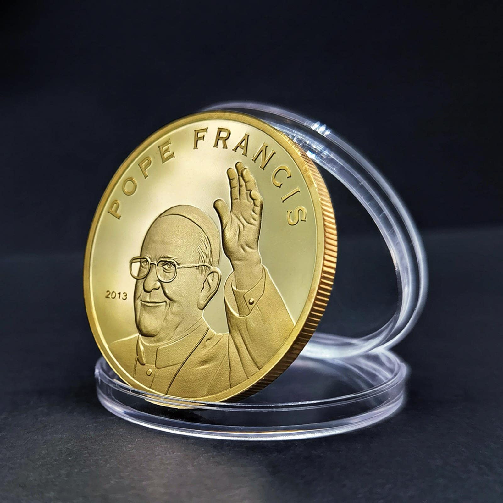 LPOK 2PCS The 266th Pope of The Catholic Church Pope Francis Souvenir Coin  Collectible Gold Plated Commemorative Coin-default,q : Amazon.co.uk: Toys &  Games
