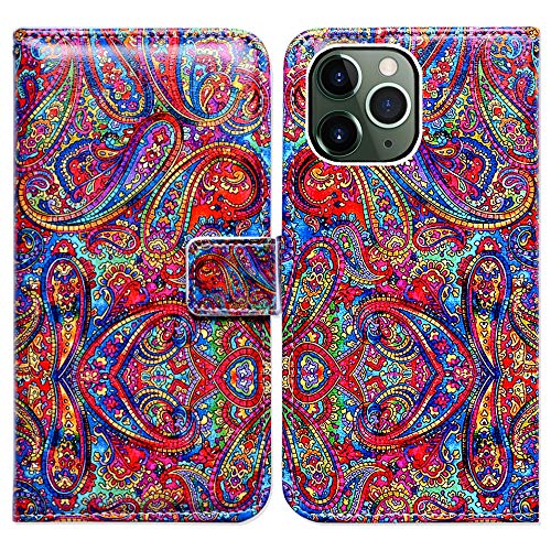 Bcov Iphone 11 Pro Wallet Case, Bright Paisley Pattern Flip Leather Case Wallet Cover With Credit Card Slot Id Card Holder Kickstand For Iphone 11 Pro #TOP6