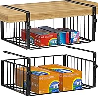 Vista 1 de 2Pack Under Shelf Basket Organizer,Adjustable Hanging Holder Storage for Cabinet Pantry Kitchen Cupboard Desk Counter Bookshelf Organization Add-on