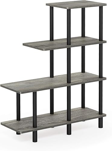 Miniatura 16 de Furinno Turn-N-Tube - Estantería de exhibición de diseño de 4 niveles, color gris roble francés y negro Espresso / negro,Roble Francés/Negro,Roble