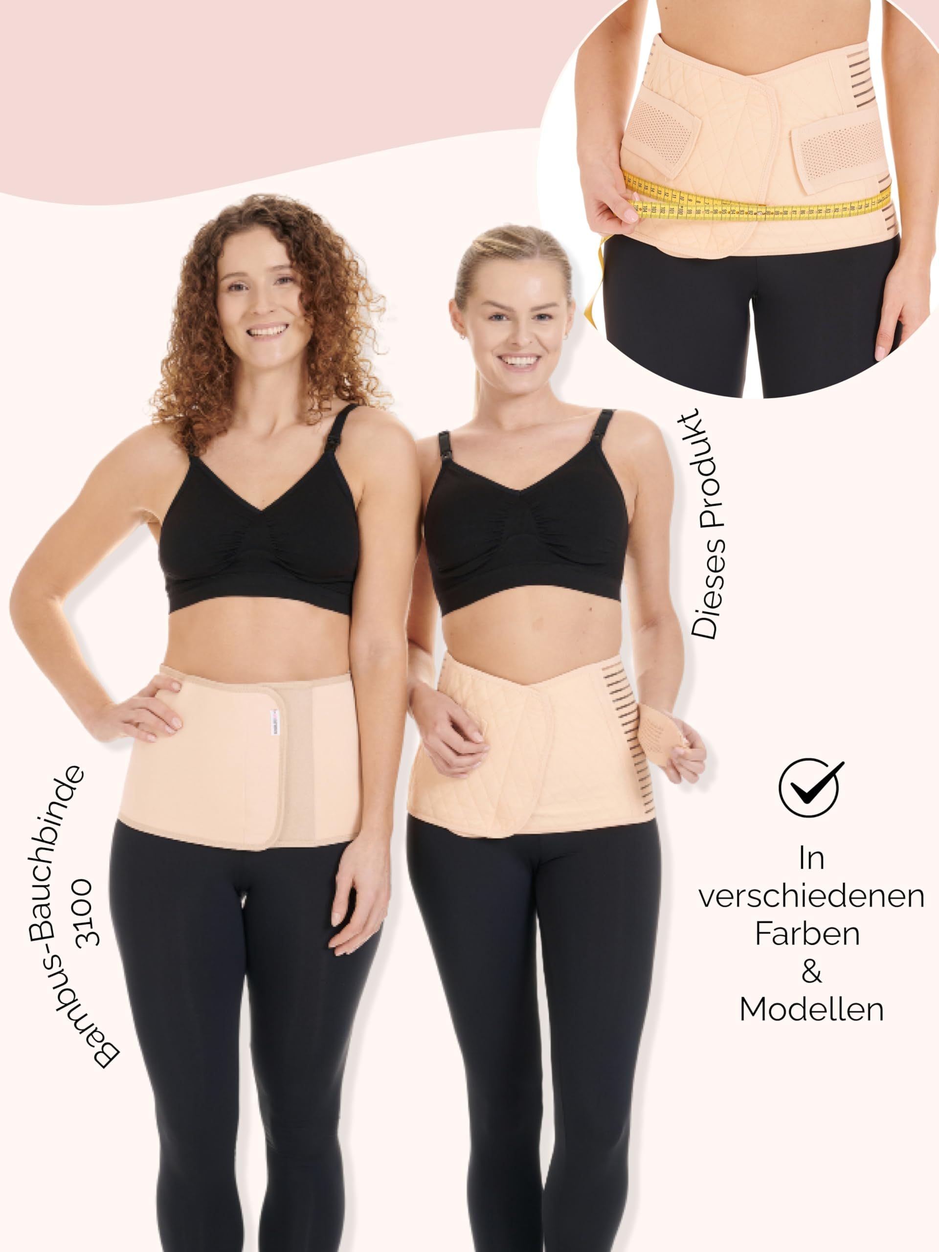 Herzmutter Soporte Banda posparto - Banda abdominal - Cinturón de recuperación de Maternidad - Corsé elástico - Talladora del Cuerpo Mujer - Recuperación-Ajustable-Apoyar - 3500 (XL, Beige)