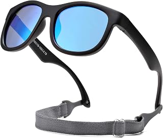 Flexible Polarized Baby Sunglasses with Strap for Newborn Infant Boys Girls Age 0-24 Months，100% UV Protection