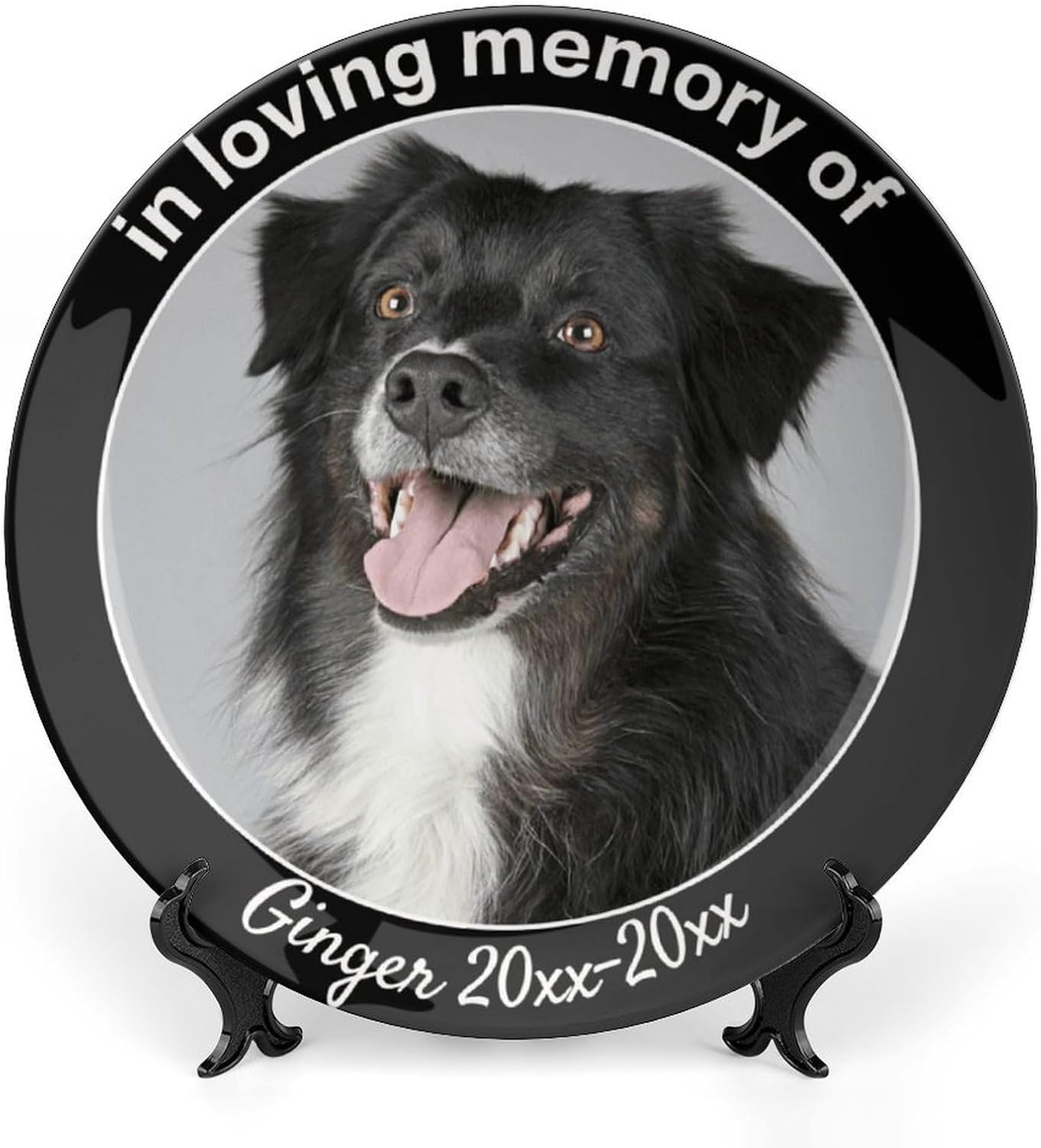 Custom Ceramic Decorative Plate Custom Your Own Photo and Text Customized Display Dish Commemorative Plate with Stand for Table Wall Hanging Home Decor Unique Gifts,Custom Couple Gifts 8inch