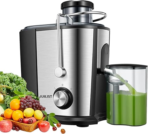 Juicer Machines, Up to 900W Juicer with Anti-drip & Anti-slip Function, Juicers Whole Fruit and Vegetable with 3-Inch Wide Mouth Food Chute, 2 Speeds, Recipe Included, Easy to Clean 600W