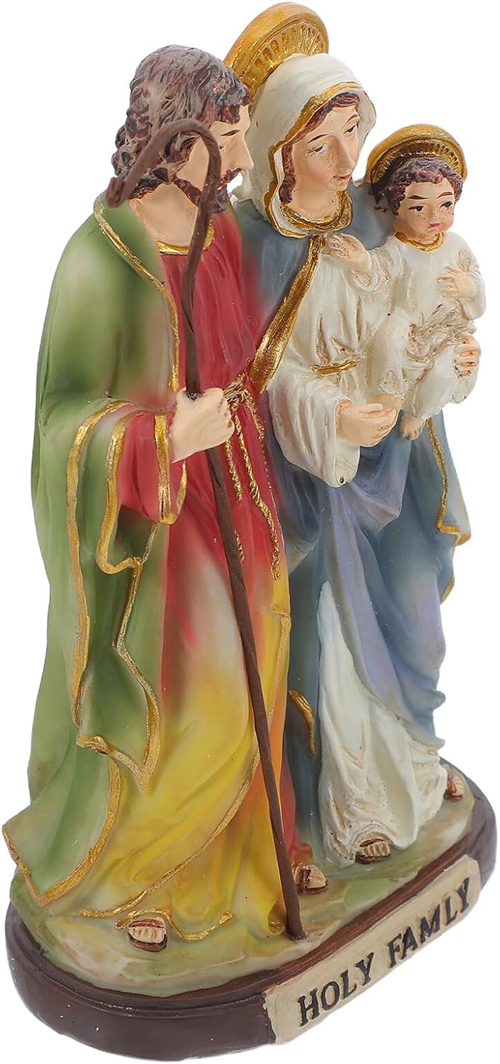 Alasum Holy Family Statue Resin Figurine with Saint Figure, Mary, and Jesus Sculpture for Christmas Tabletop Religious Decor and Catholic Nativity Display