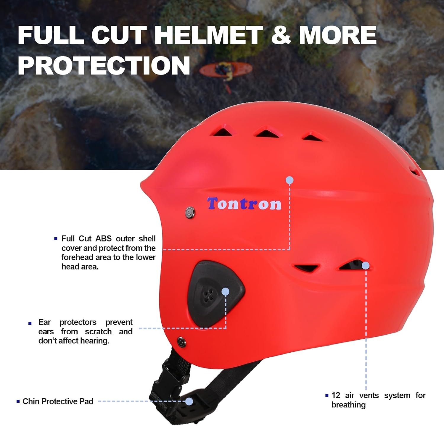 Tontron Sailonger Adult Full Cut Whitewater Kayaking Rafting Paddling Watersports Helmet