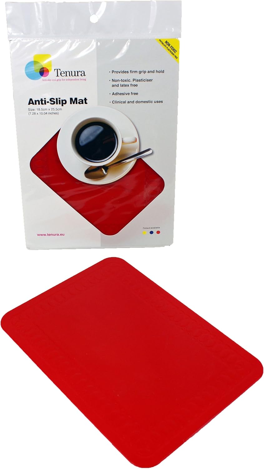 SP Ableware 753732502 Tenura 100 Percent Silicone Non-Slip Table Mat, 10" Length x 7" Width, Blue
