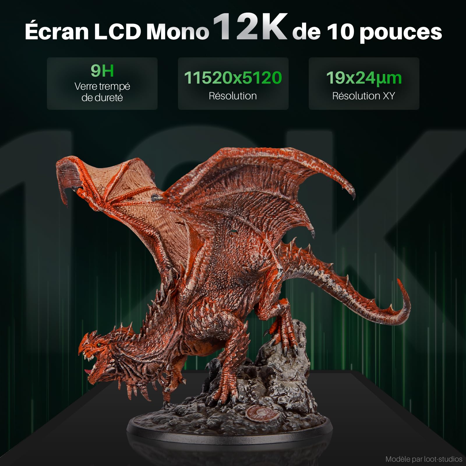 ELEGOO Saturn 4 12K MSLA Imprimante 3D de Résine, Nivellement Automatique, écran LCD Mono 10", Capteur Intelligent, COB et Lentille Collimatrice Fresnel, Taille d'impression 218,88mmx122,88mmx220mm