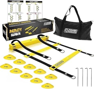 POWER GUIDANCE Agility Ladder 20 Feet with Cones for Speed Agility Training & Quick Footwork Exercise - Soccer & Football Training Equipment for Adults, Youth & Kids